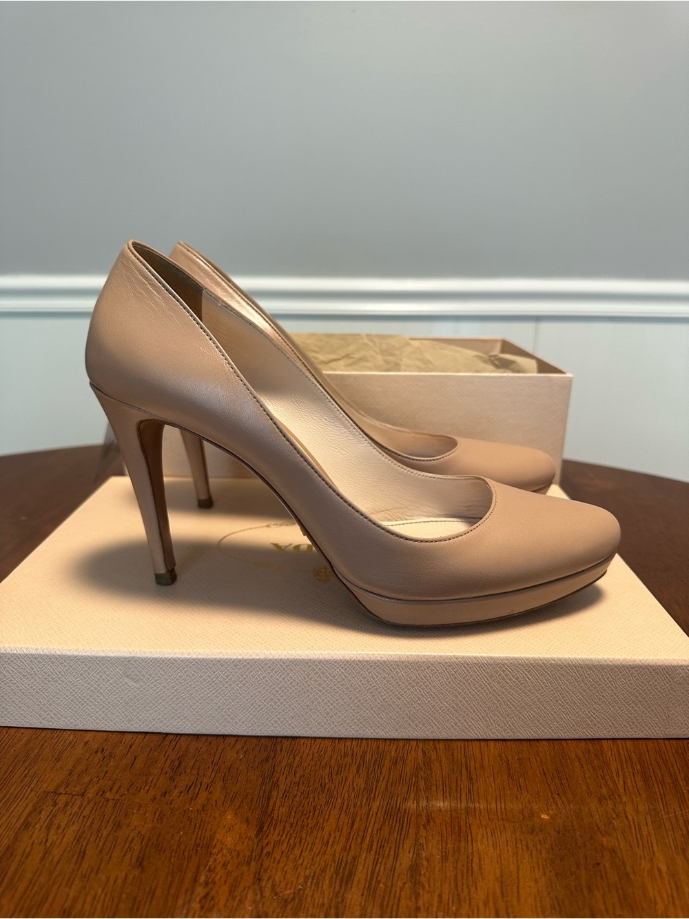 Prada Nude Leather Heels